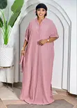 Kaftan Maxi Dress with Shirt-Collar Placket - 1