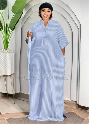 Kaftan Maxi Dress with Shirt-Collar Placket
