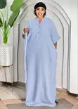 Kaftan Maxi Dress with Shirt-Collar Placket - 2