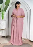 Kaftan Maxi Dress with Shirt-Collar Placket - 3