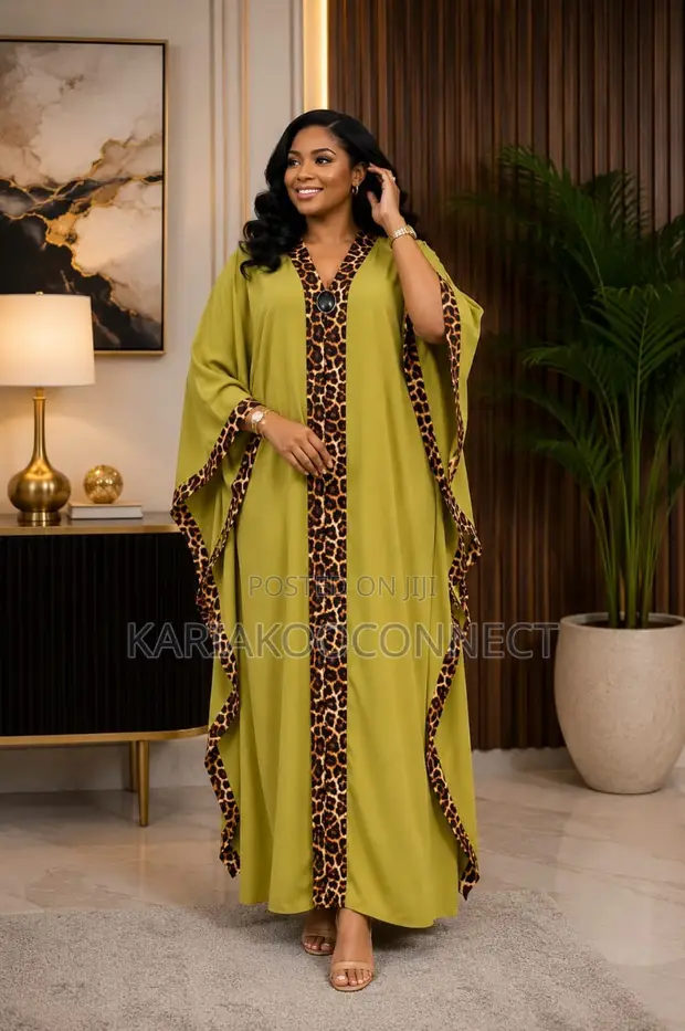 Kaftan Maxi Dress - Leopard Print - 1
