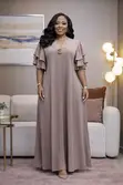 Flowy V-Neck Maxi Dress with Ruffle Sleeves - 2