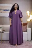 Flowy V-Neck Maxi Dress with Ruffle Sleeves - 5