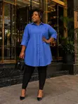Oversized Longline Button-Down Shirt - 4