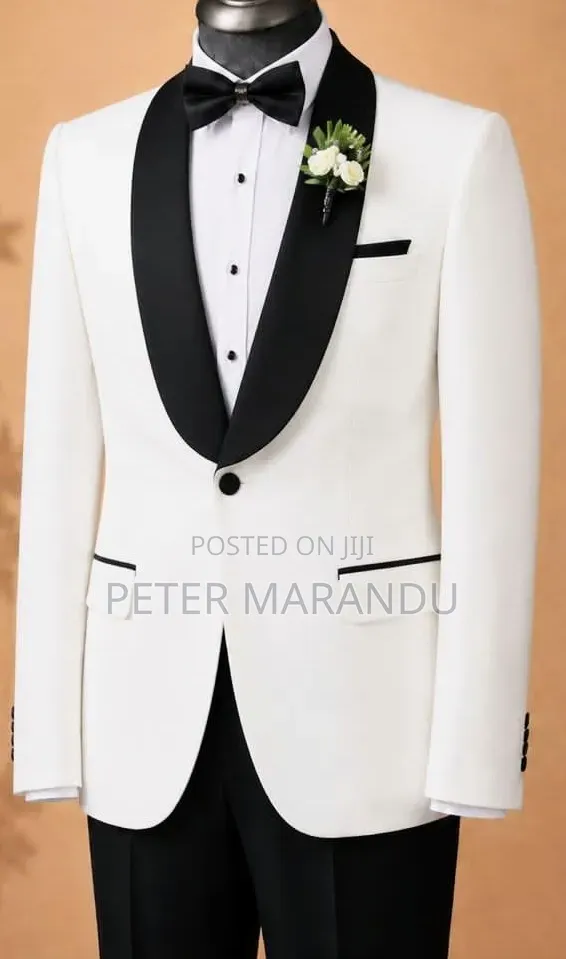 Mario Casas Premium White & Black Tuxedo - 1