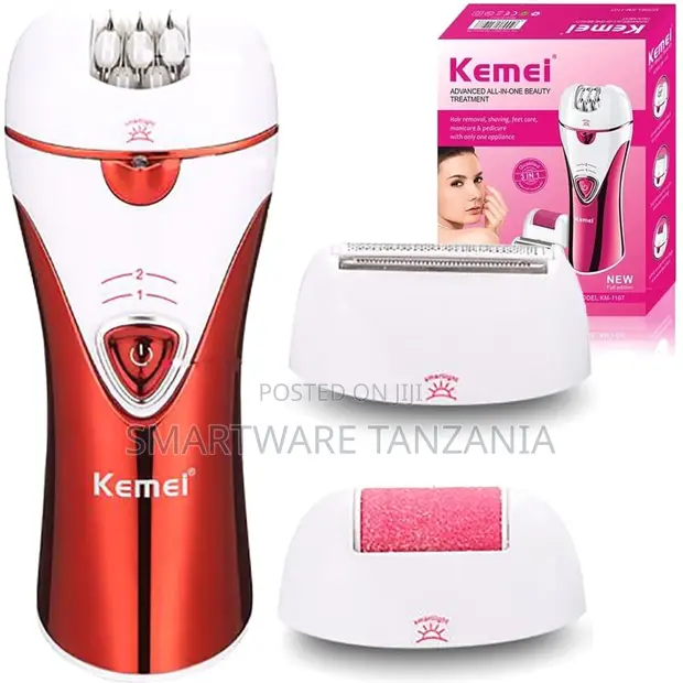 Kemei 3-in-1 Electric Epilator with Shaver & Foot File - 1
