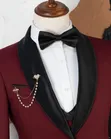 Premium Maroon/Burgundy 3-Piece Groom Tuxedo - 4