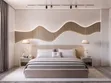 King Bed Frame - Wood with Wall Design - 1