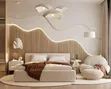 King Bed Frame - Wood with Wall Design - 2
