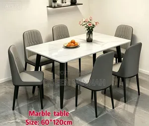 Seti ya Kisasa ya Meza ya Kulia ya Faux Marble ya Viti 6