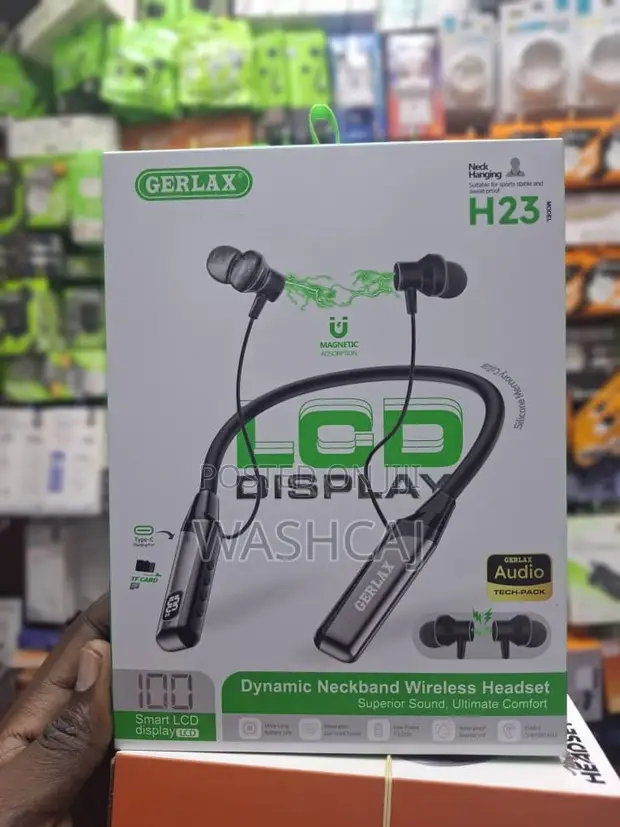 GERLAX H23 Dynamic Neckband Wireless Headset with LCD Display - 1