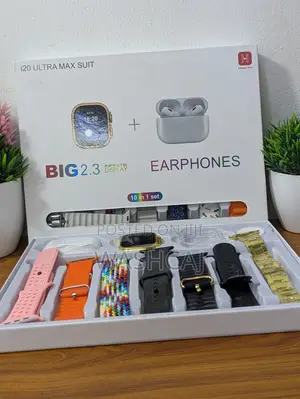 HiWatch Plus i20 Ultra Max Smartwatch na Earphones Set ya 10-in-1