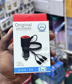 3-in-1 Car Charger (USB-C, Lightning, Micro-USB)
