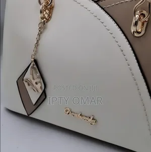 Brown Two-Tone Handbag with Butterfly Charm