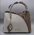 Brown Two-Tone Handbag with Butterfly Charm - 2