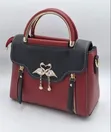 Red and Black Handbag with Swan Clasp - 1