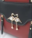Red and Black Handbag with Swan Clasp - 2