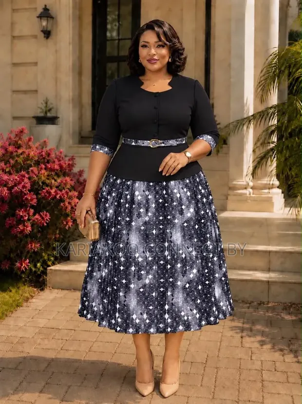 Gauni Zuri la Peplum la Midadi na Mkanda - 1