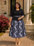 Gauni Zuri la Peplum la Midadi na Mkanda - 1