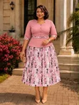 Gauni Zuri la Peplum la Midadi na Mkanda - 3