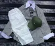 Men's Striped Shirt and Trouser Set with Cap - 1