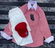 Men's Striped Shirt and Trouser Set with Cap - 2