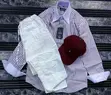 Men's Striped Shirt and Trouser Set with Cap - 3
