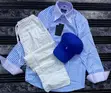 Men's Striped Shirt and Trouser Set with Cap - 5