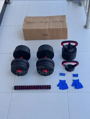 30kg Dumbbell Set with Connector & Kettlebell Push Up Board
