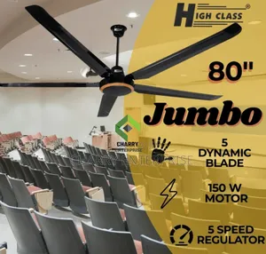 High Class 80" Black Ceiling Fan - 150W, 5 Blades
