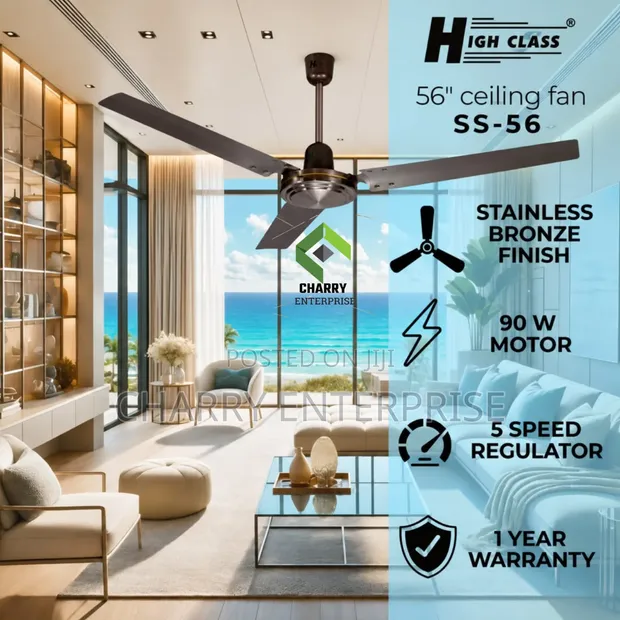 High Class 56" Bronze Ceiling Fan, 90W - 1