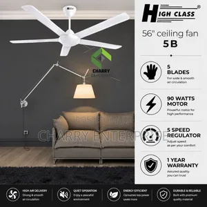 High Class 56" Ceiling Fan - 90W, 5 Blades