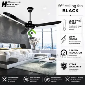 High Class 56" Ceiling Fan - Black 90W