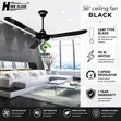High Class 56" Ceiling Fan - Black 90W - 1
