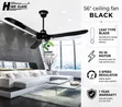 High Class 56" Ceiling Fan - Black 90W - 2