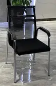 Visitor Chair - Black Faux Leather - 1