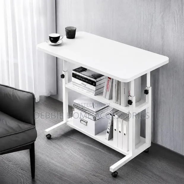 Height-Adjustable Mobile Laptop Desk (80x40x90cm) - 1