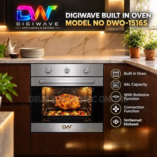 Digiwave 66L Built-in Oven & 60cm Range Hood - Stainless Steel - 1