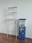 Toilet Rack with 3 Shelves - White Metal, Adjustable Height - 1
