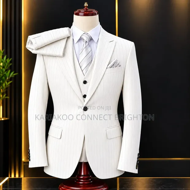 TUXEDO 3 Piece Pinstripe Slim Suit - 1