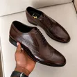 De Rossi Brown Wingtip Brogue Oxford Shoes - 4