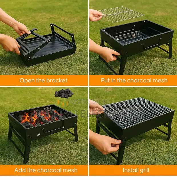 Portable Charcoal BBQ Grill (Folding) - 1