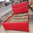Used Leather Sofa Bed - Maroon - 1