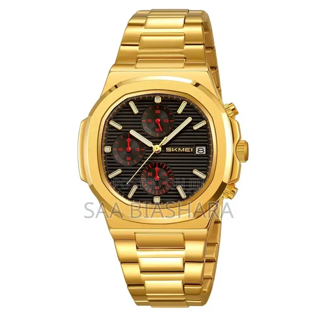 Skmei 9374 Classic Watch - Gold Stainless Steel - 1