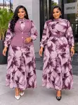 Abstract Feather-Print Two-Piece Blazer Dress Set - 2