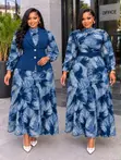 Abstract Feather-Print Two-Piece Blazer Dress Set - 5