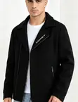 Heavy Wool Shearling-Collar Moto Coat - 1