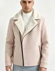 Heavy Wool Shearling-Collar Moto Coat - 3
