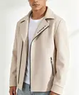 Heavy Wool Shearling-Collar Moto Coat - 4