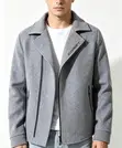 Heavy Wool Shearling-Collar Moto Coat - 5